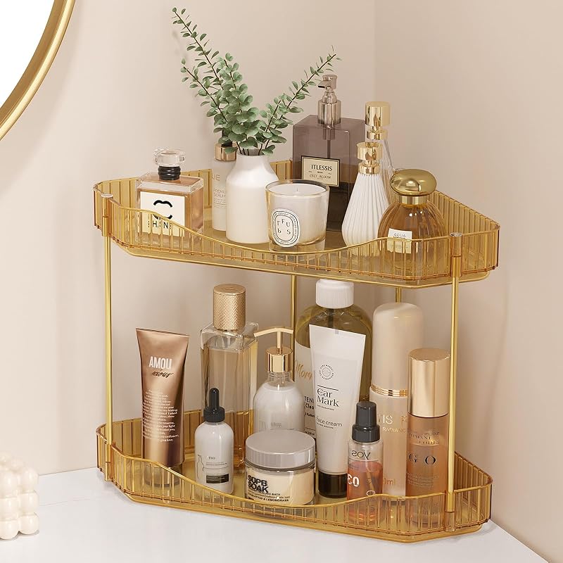 Organizador de canto Lifewit com 2 níveis para banheiro e bancada, dourado