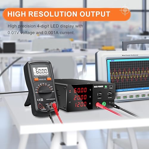 Miniatura 35 de NICE-POWER Fuente de alimentación de CC variable, fuente de alimentación de banco de alta potencia de 30 V 30 A 900 W con perilla de codificador e