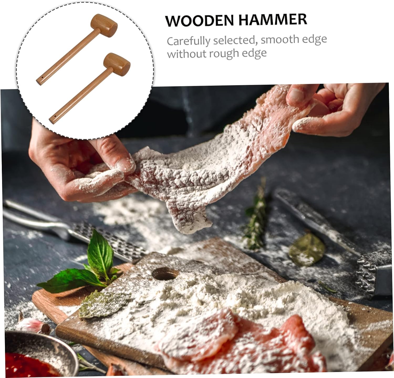 2pcs Wooden Crab Mallets Hardwood Seafood Cracking Tools for Lobster and Crab Comfortable Grip for Kitchen and Parties