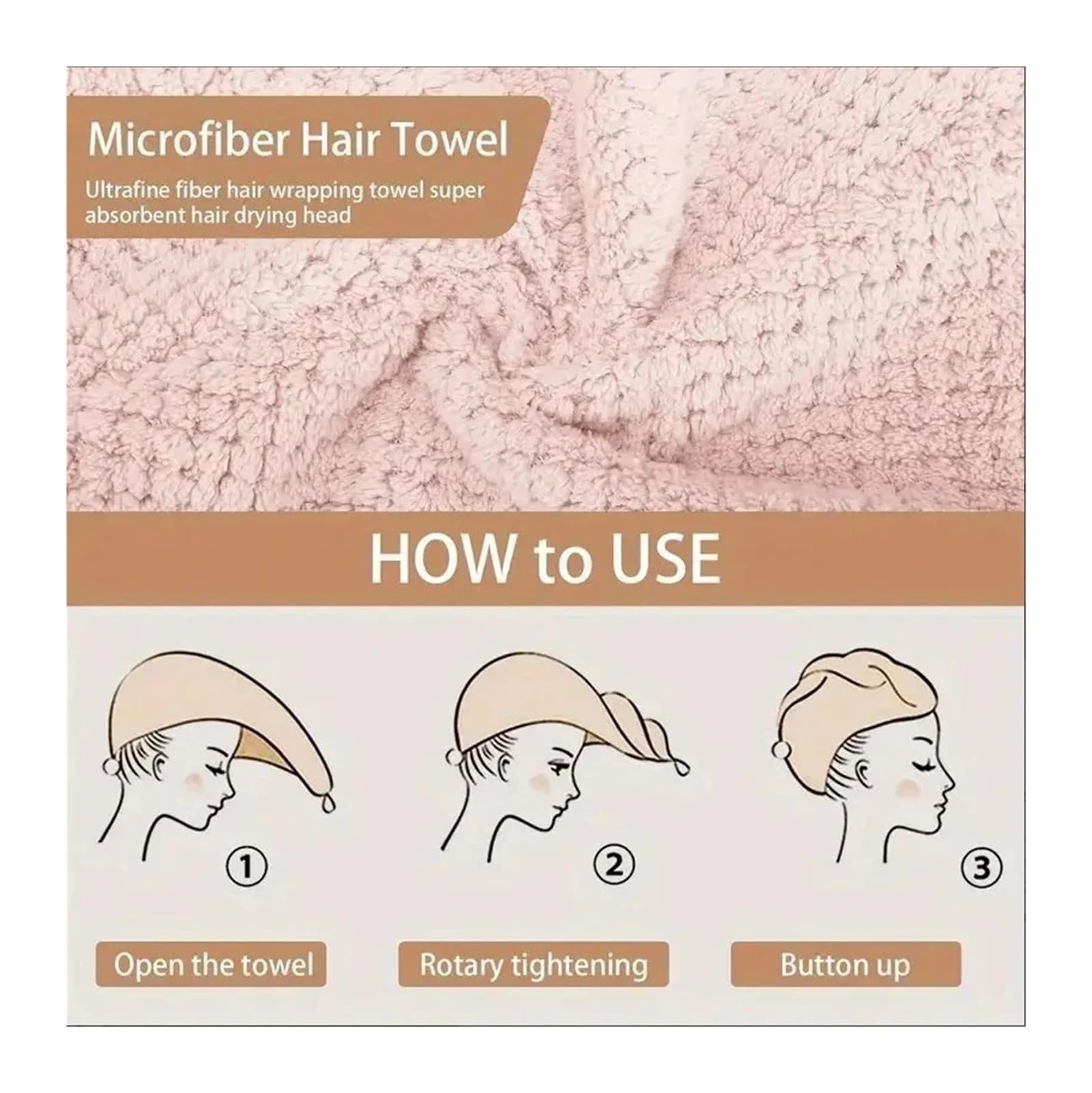 Toalla Pelo Toalla for el Cabello ultrasuave de Microfibra, Envoltura súper Absorbente Secado rápido for o Rizado, Toallas baño, 4 Uds(White)