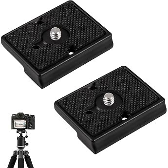 Pack of 2 Camera Quick Release Plates Quick Release Plate Compatible with Manfrotto 200PL-14 Quick Release System Tripod Removable Plate Made of Aluminium Alloy with 1/4 Inch Screw for Mirrorless Cameras