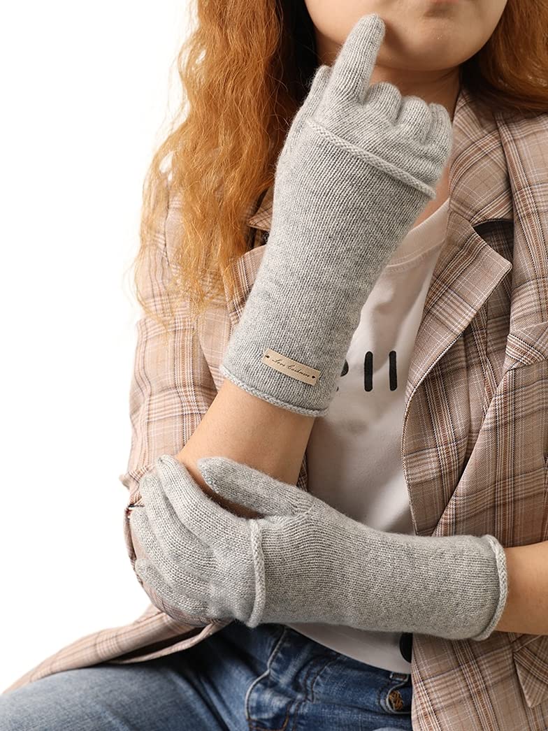Set Guanti Cashmere Touchscreen Da Donna in Cachemire 2 Pezzi Manicotti E Scaldabraccia