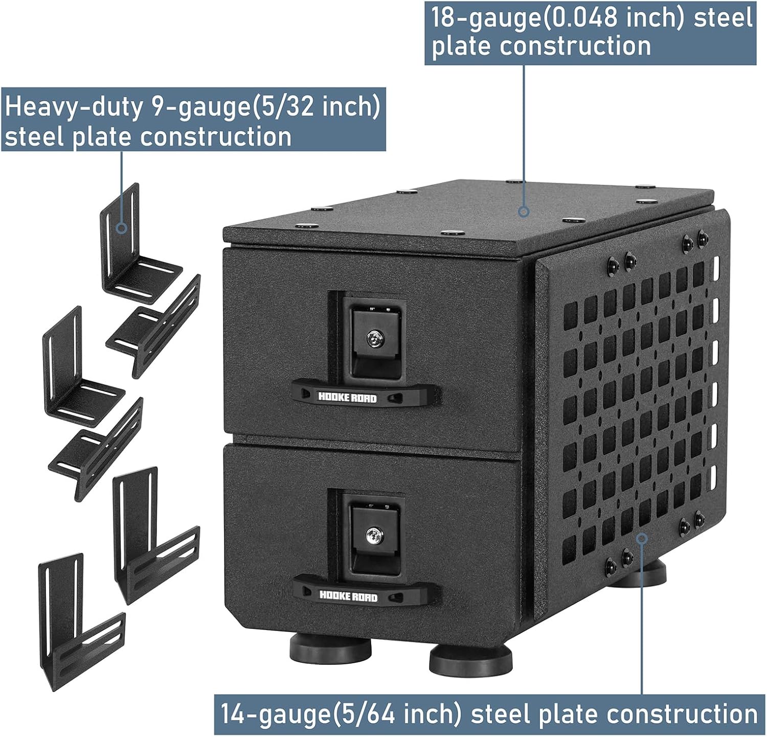 Hooke Road Truck Bed Tool Box with MOLLE Panel for Jeep Gladiator JT, Toyota Tacoma, Chevy Colorado & GMC Canyon 5'2" Bed, Wheel Well Storage Drawer Toolbox with Lock Keys