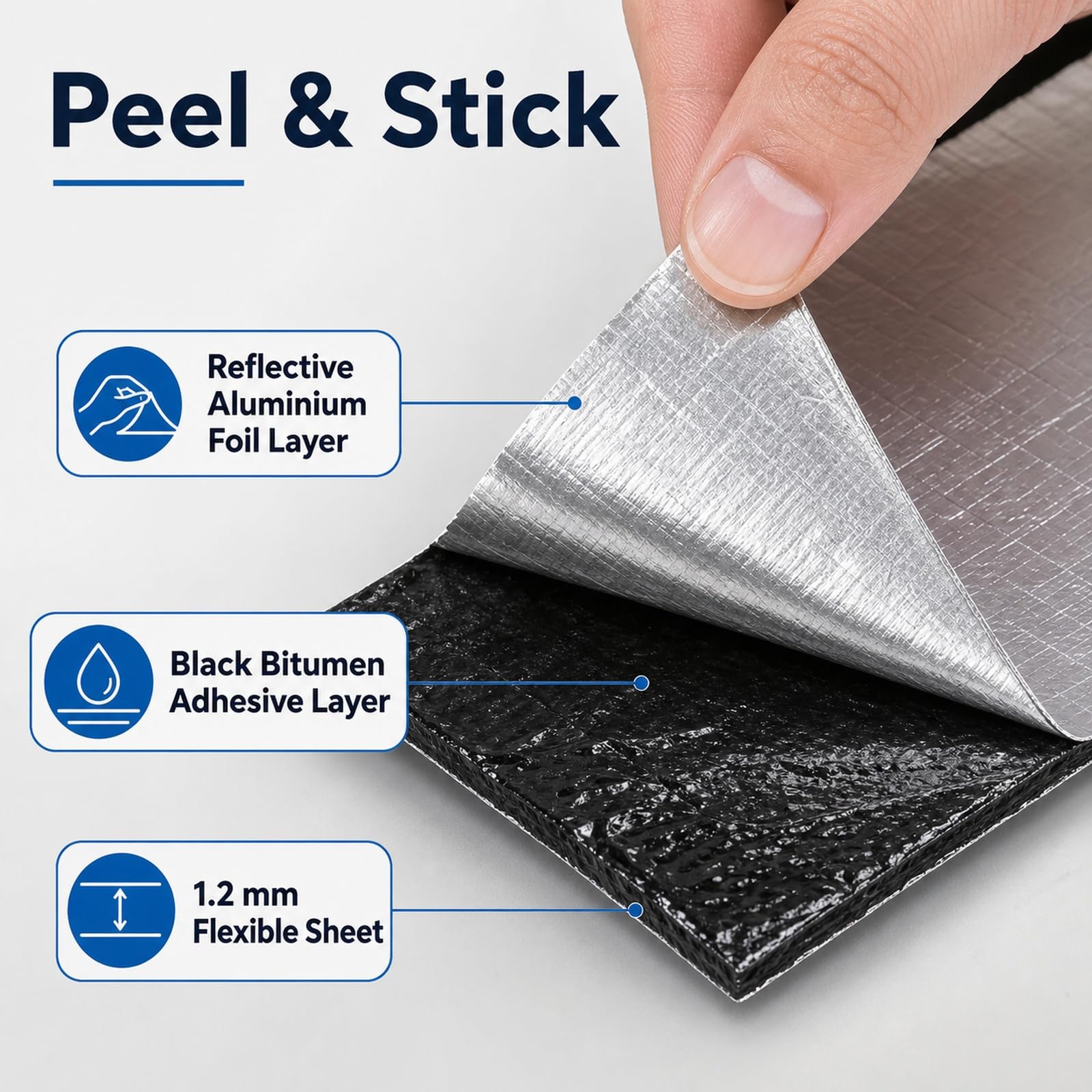Autoadhesivas Tejas De Techo,Cinta de Aluminio Impermeable,Tejas Bituminosas Autoadhesivas,Cinta para Reparación de Fugas de Agua,Extra Adhesión,para reparación de techos y tejados