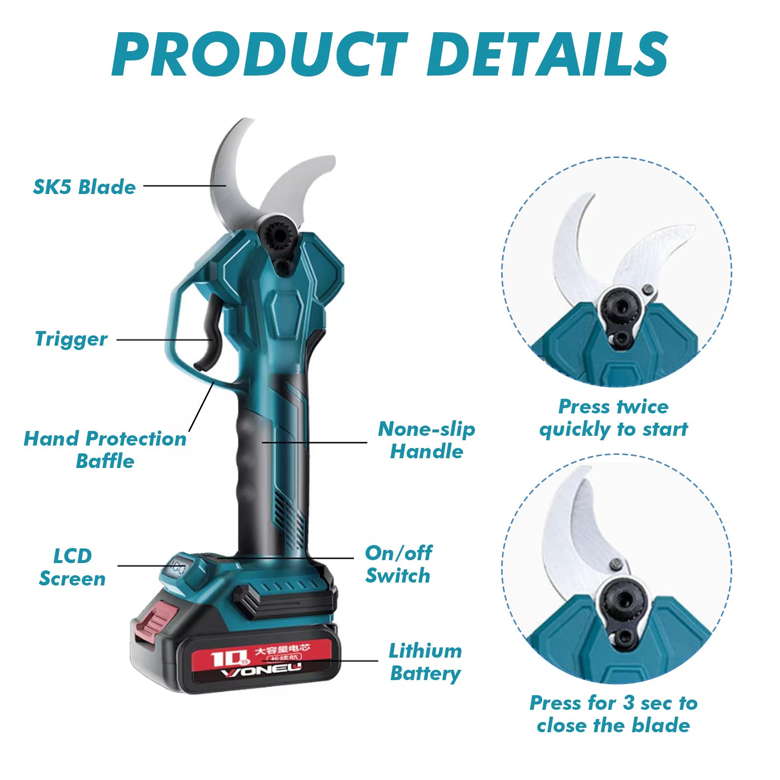 6 Zoll Mini Kettensäge & Akku Elektro Gartenschere,4-in-1 Elektro Hochentaster mit 2 x 4000mAh Akkus,VerläNgerungsstange Bis 2.6m,Bürstenloser Motor,Akku Hochentaster Gartenwerkzeug Set für Baumzweige