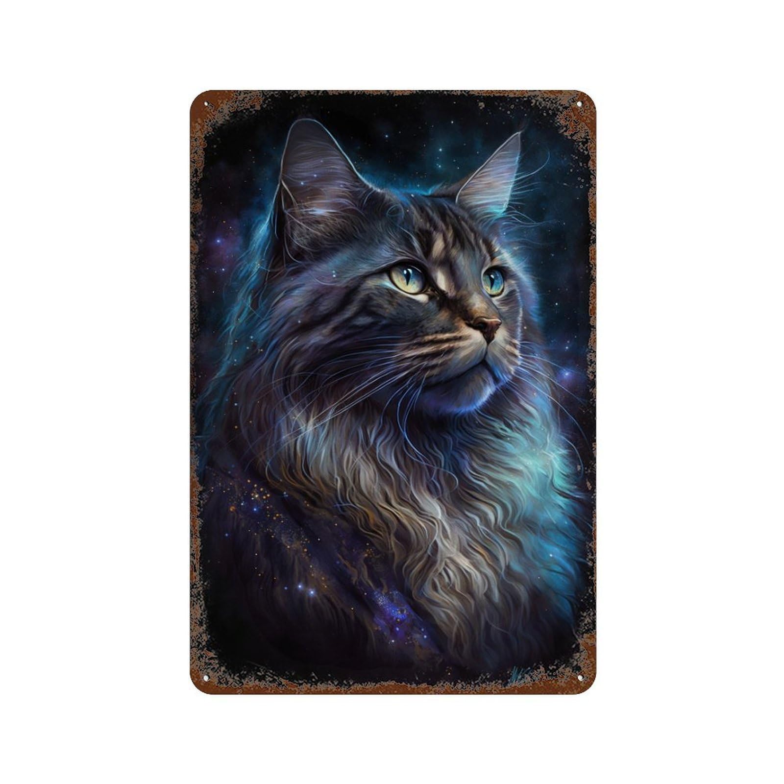 Cosmic Cat Portrait-23 Retro Metal Sign 11.8"x7.9", Farmhouse Wall Decor for Garage, Pub Or Kitchen