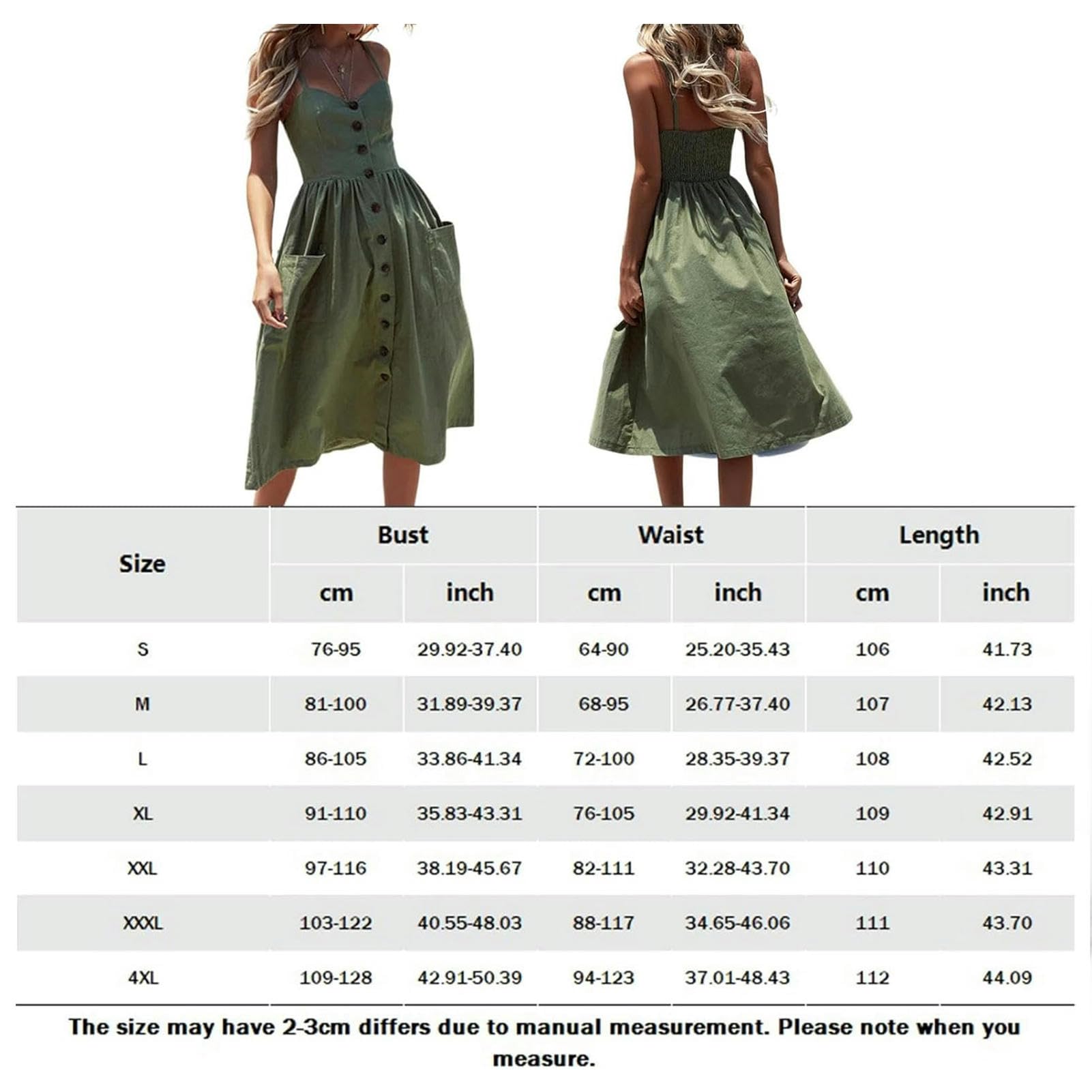Gonna Lunga Abito Midi per Donne Summer Color Solid Single Sfritto con Tasche Abiti Bohiamian Sleevelico Sleevelico-m-20