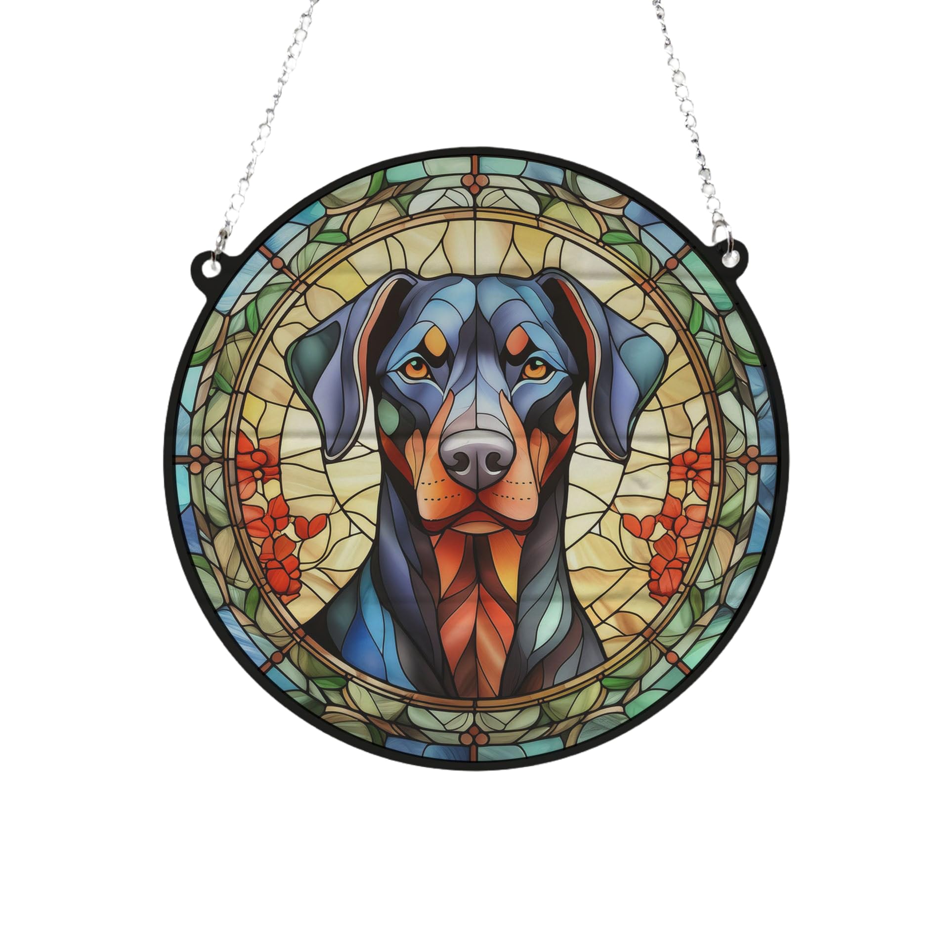 Doberman Stained Glass Effect Suncatcher Gift for Dog Lovers - 13cm