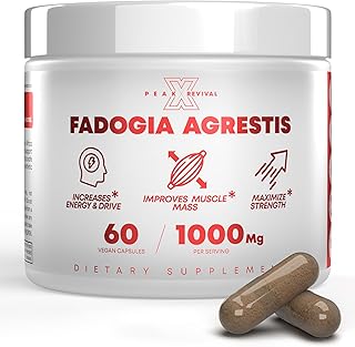 Peak Revival-X Fadogia Agrestis 1000mg Per Serving Supplement - Potent Extract to Increase Energy, Athletic Performance & Muscle Mass - Supplements Third Party Tested & Made in The USA (60 Capsules)