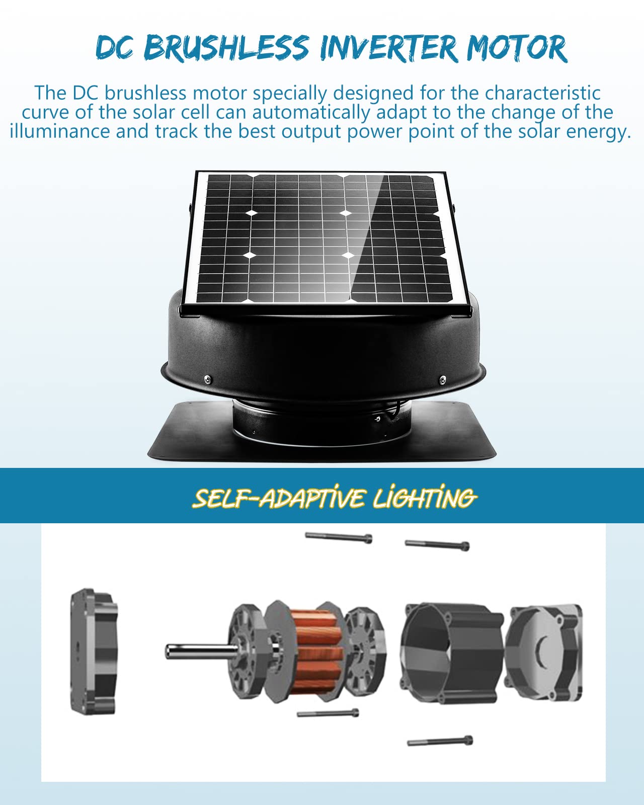 Crispaire Solar Attic Fan Solar Roof Attic Exhaust Fan Thermostat Solar  Powered Vent Fan Brushless Motor Metal Shell 1200CFM 35 Watt (Power Adapter  Equipped) : Amazon.co.uk: DIY u0026 Tools
