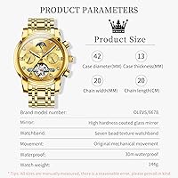 Vista 5 de OLEVS Relojes automáticos para hombre, impermeable, vestido de lujo, cuerda automática, esqueleto mecánico, tourbillon, fase lunar, acero