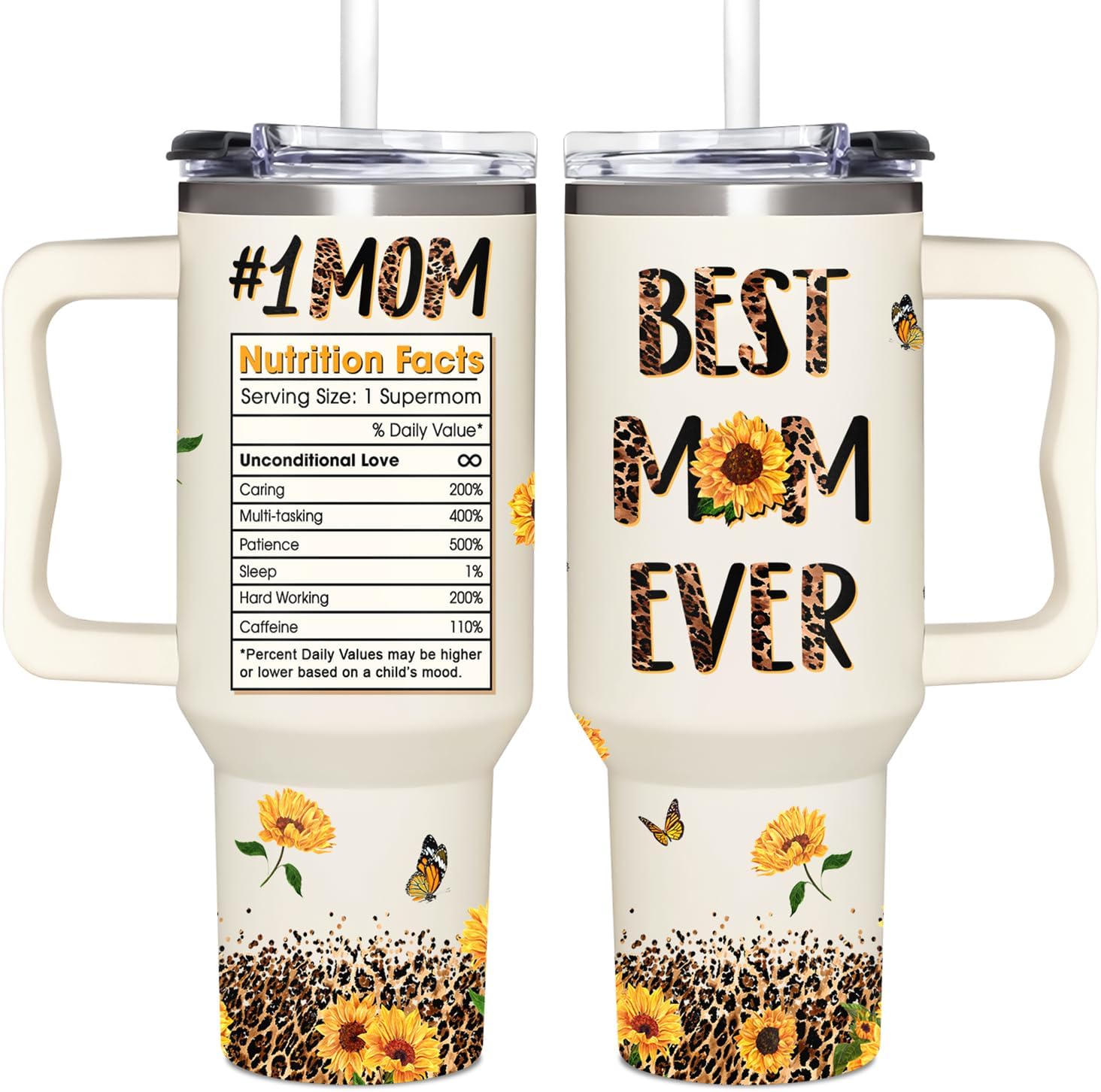 Best Mom Ever Gifts - Mothers Day Gift For Mom from Daughter, Son, Kids - Birthday, Christmas Gifts Idea For Mother, Mom, Wife - Tumbler With Handle 40oz