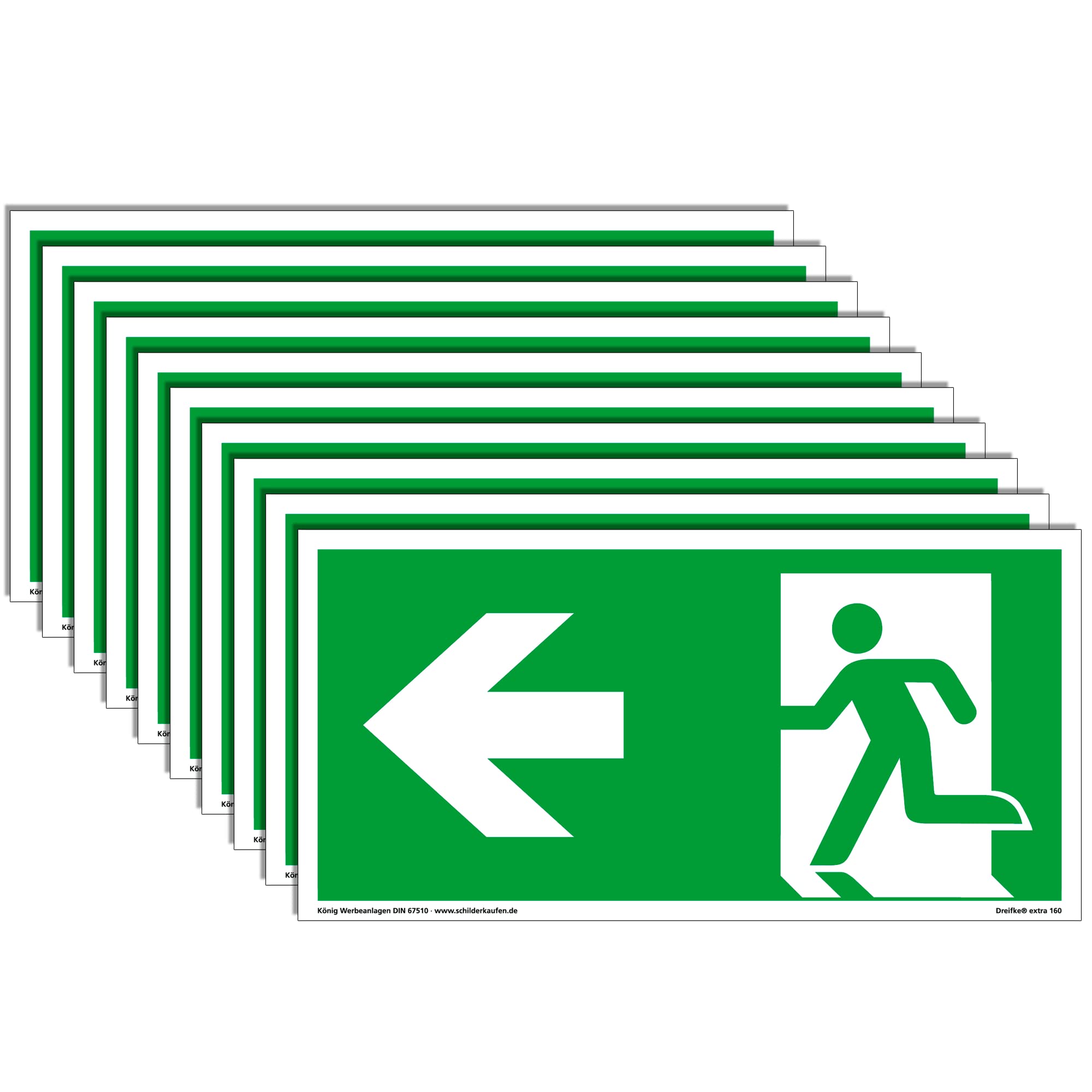 Notausgangsschild Mit Pfeil Rechts – Selbstklebend, Extra Langnachleuchtend (297x148 Mm) Nach DIN – Von Dreifke®