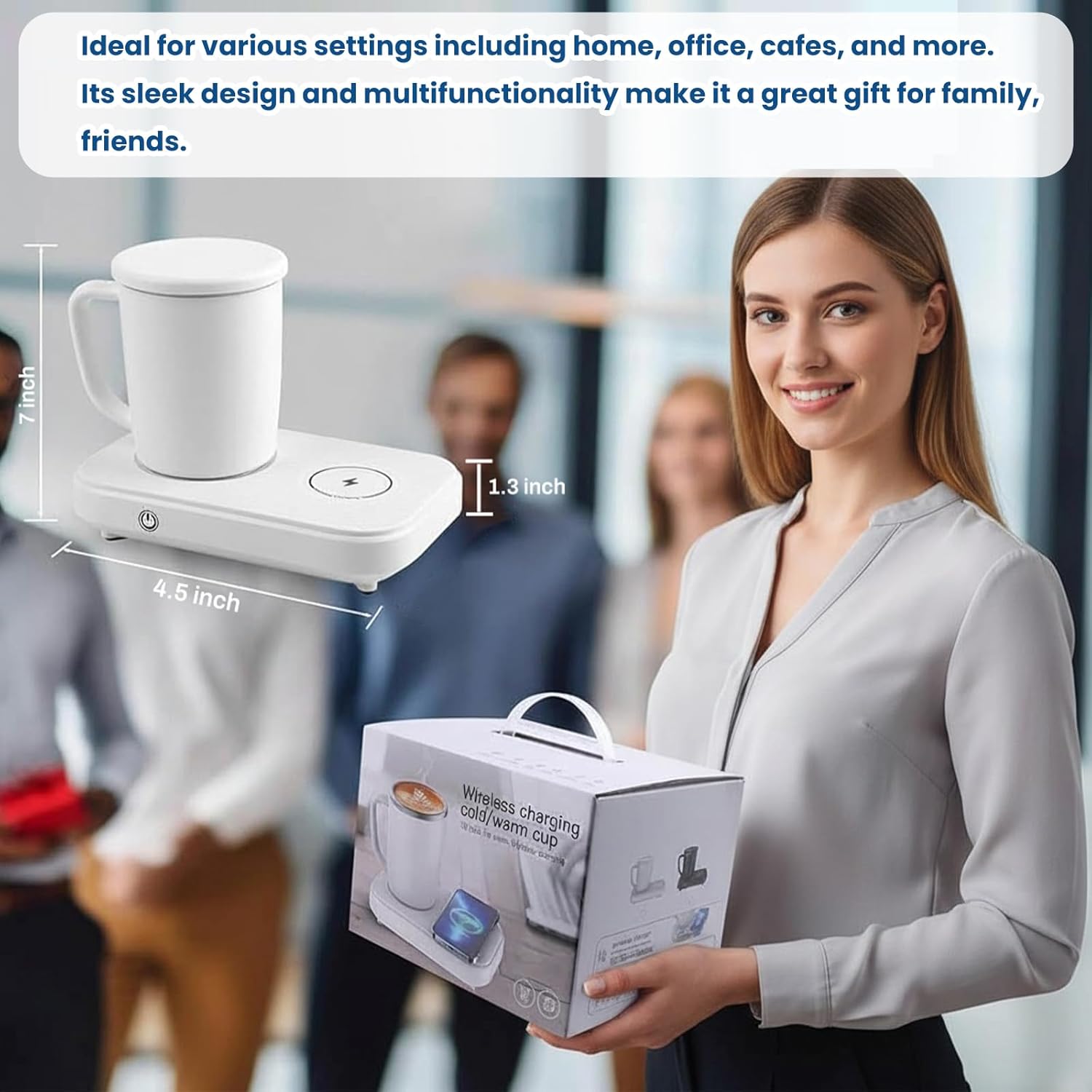 Self-Heating Coffee Mug with Dock, 3 in 1 Heating and Cooling Smart Self Heating Coffee Mug for Tea, Coffee, & Hot Beverage Warmer for Office, Home, KitchenBlack,