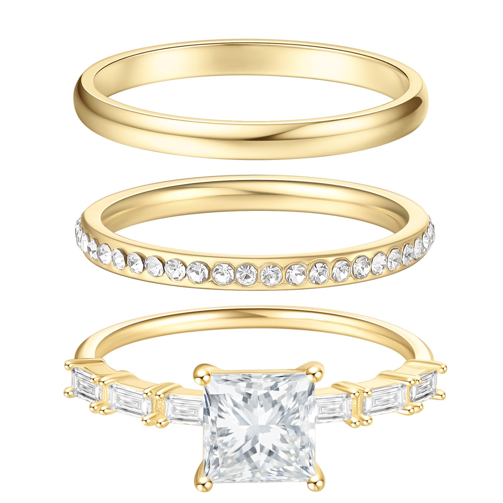 PDWZNBAStackable Gold Rings for Women Non Tarnish Trendy Dainty 14K Gold Plated Stacking CZ Thumb Ring Set Statement Band Rings Promise Engagement Rings