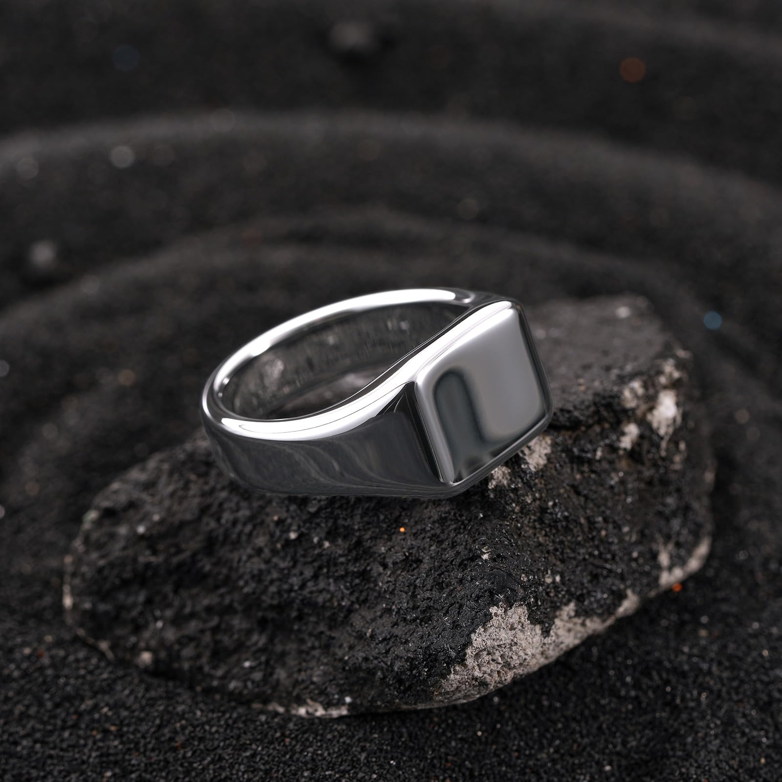 Anillos de sello de tungsteno para hombre, color plomizo/negro, anillo de motociclista para el pulgar, anillo de motociclista para hombre, alto pulido, liso, anillo de declaración de boda, 2