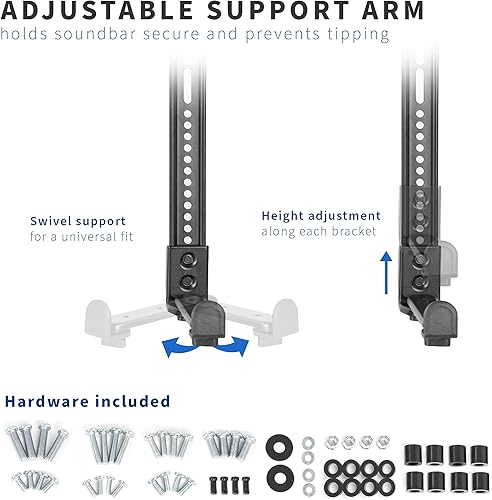 Miniatura 3 de VIVO Soporte de barra de sonido de acero con base antideslizante, TV montado sobre o debajo de la pared, se adapta a la mayoría de patrones VESA