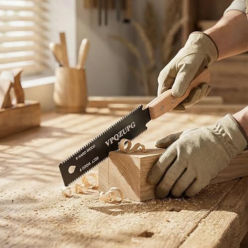 Miniatura 5 de Sierra de mano japonesa, sierra de mano, herramientas de carpintería, sierra de tracción de 6 pulgadas, hoja flexible de doble borde 17/11 TPI