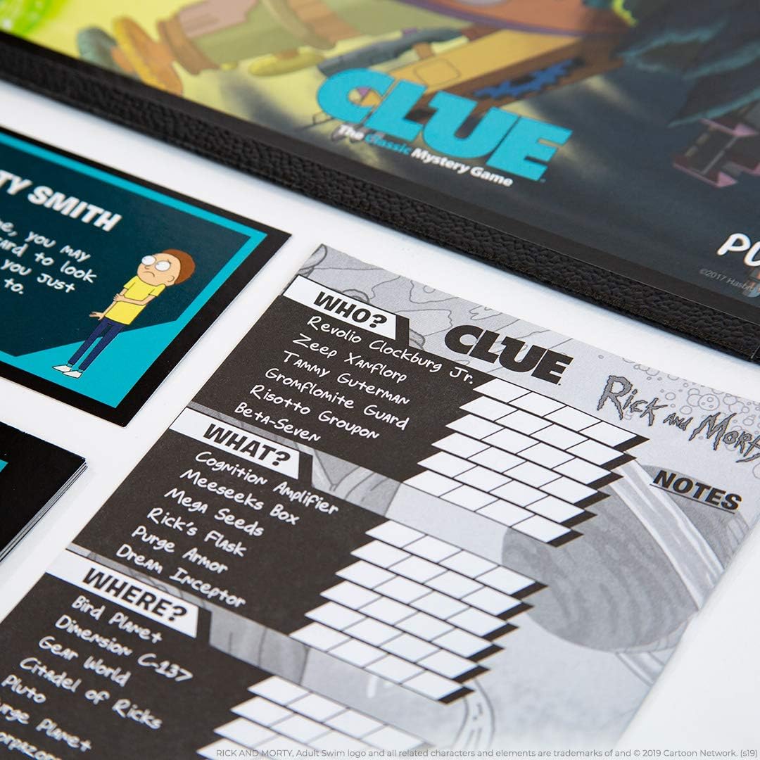 CLUE: Rick and Morty | Featuring Characters from The Adult Swim TV Show Rick & Morty | Collectible Clue Board Game | Perfect for Rick & Morty Fans