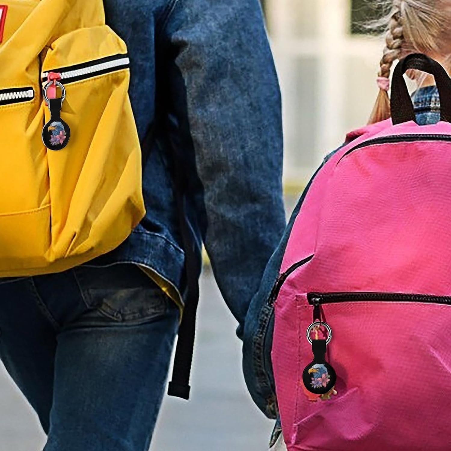 Angry Eagle1 Lily Flower Case Compatible with AirTag Holder Cover with Keychain Ring for Bags Luggages