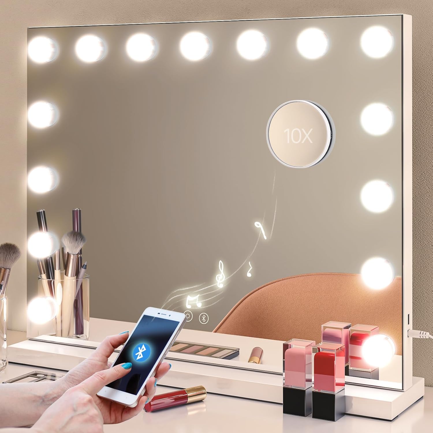 Vanity Mirror with Lights, Bluetooth Speaker (10x) USB