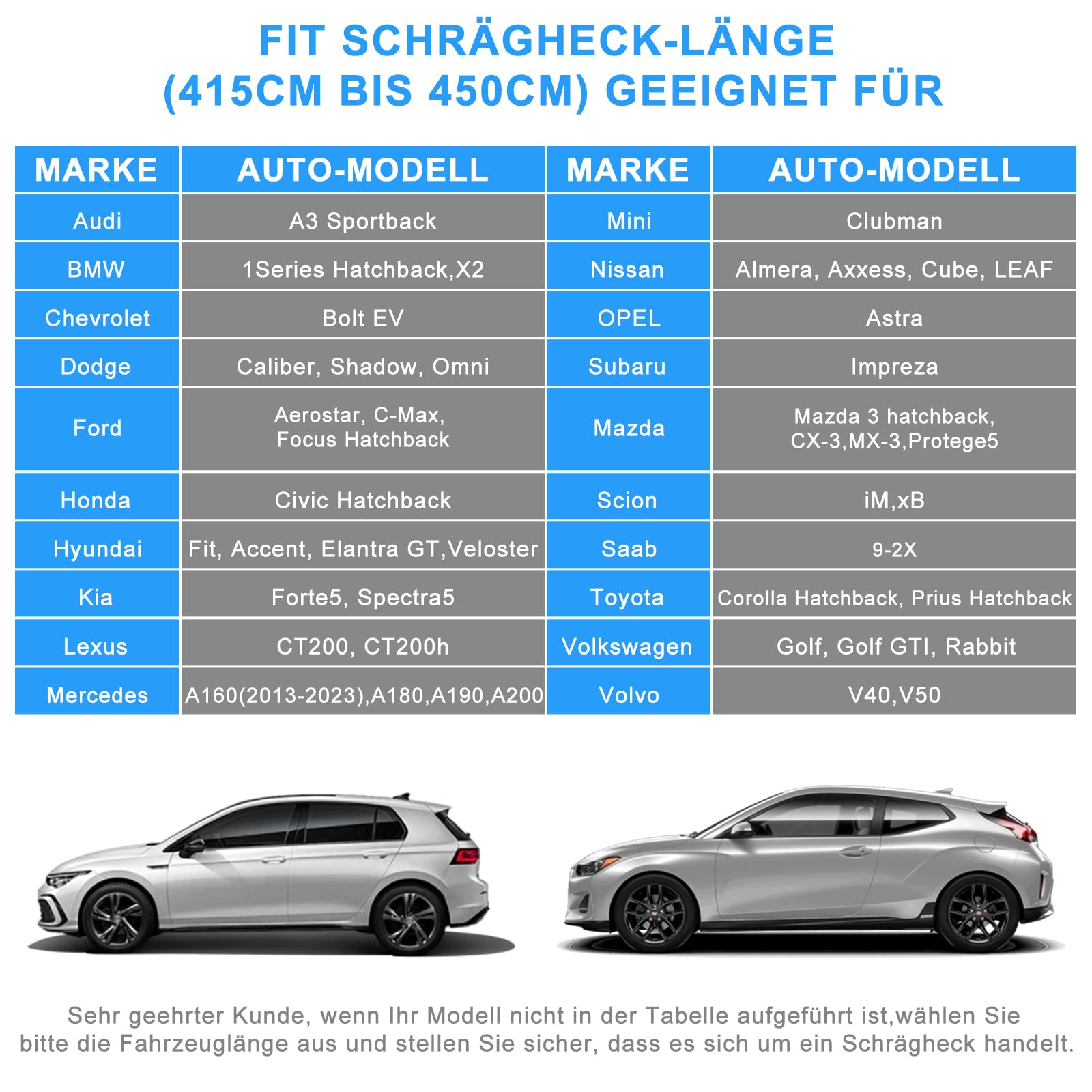Auto Abdeckplane Vollgarage All Weather Staubdicht Autoabdeckung Outdoor | Wetterfest Autoplane Car Cover mit Reflektierenden Streifen für Schrägheck(415 bis 450cm), 450x183x150cm