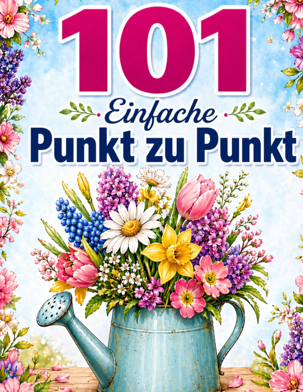 101 Einfache Punkt zu Punkt Rätsel: Großdruck Punkt-zu-Punkt für Erwachsene und Senioren | Vogel, Blumen, Tiere und Landschaften