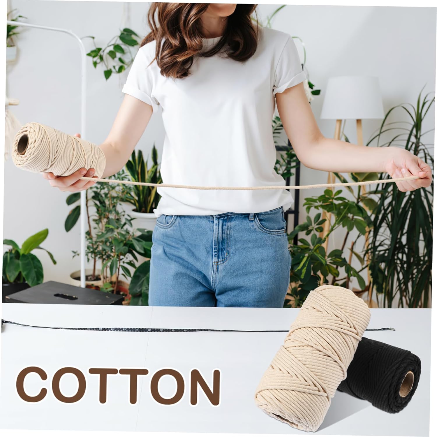 DOITOOL 2rolls Cotton Braided Ropes Natural Cotton Cords for DIY Macrame for Crafts
