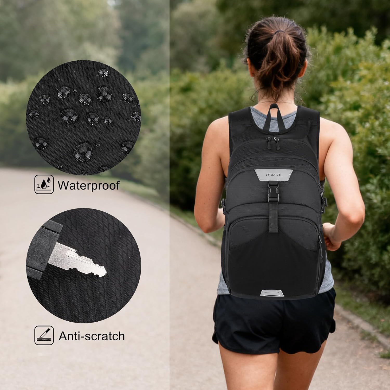 MOSISO Hydration Pack Biking Backpack, Hydration Pack Daypack with Helmet Mesh Pocket, Compact Daypack for Outdoor Sports Hiking Trail Climbing Running Race Cycling Biking, Black