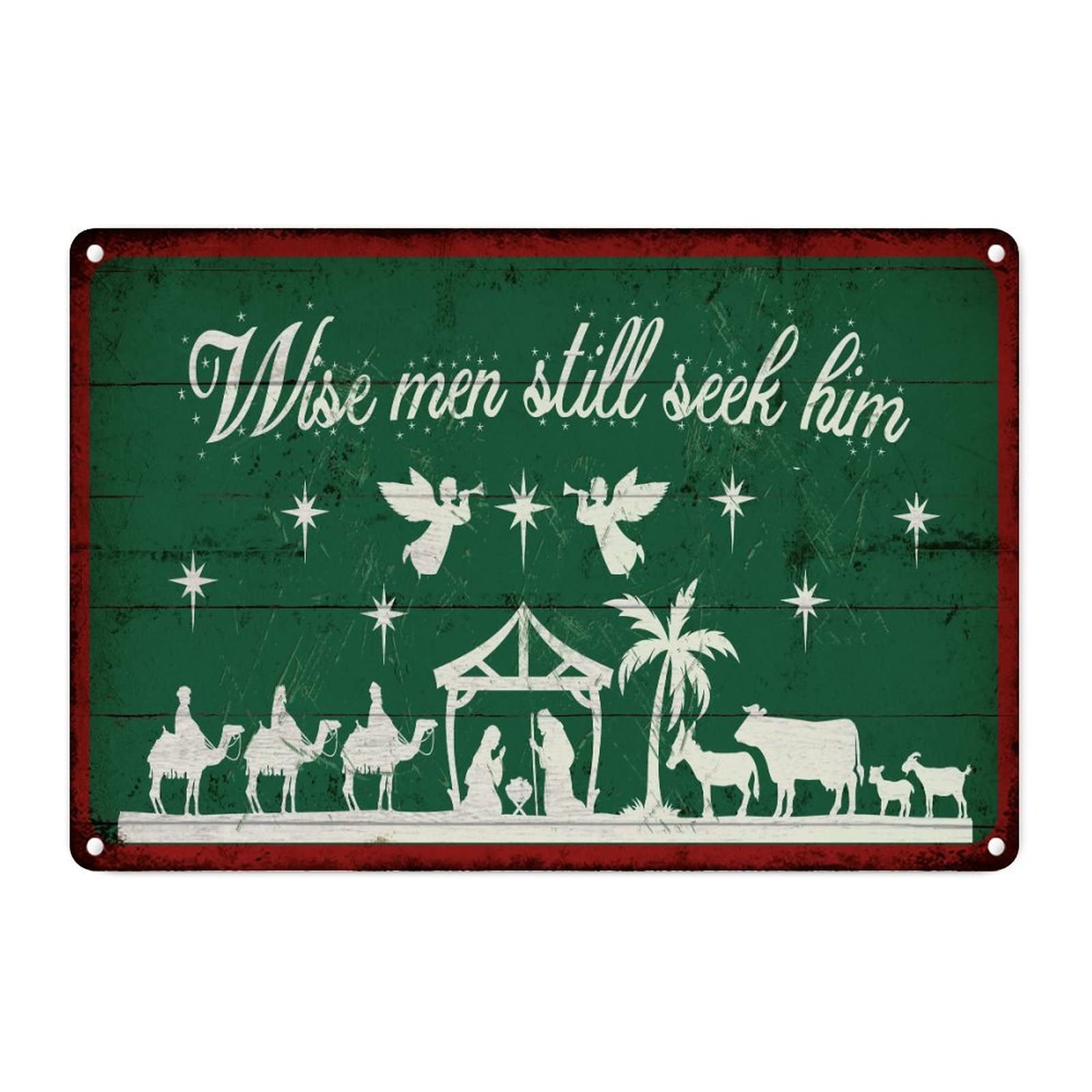 Panneau mural vintage en aluminium vert de haute qualité 30x45cm