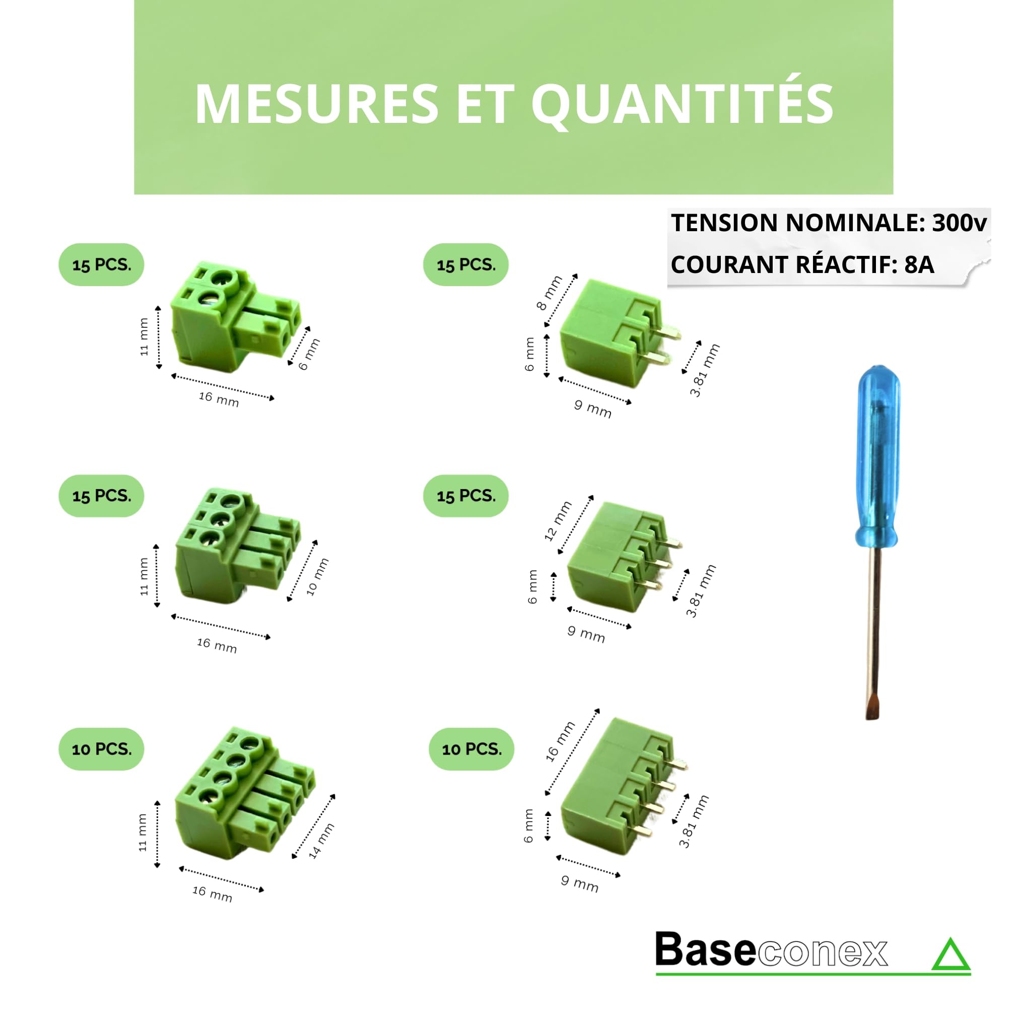 Lot de 40 Paires de Connecteurs de Borniers Enfichables 3,81 mm Pitch 2, 3, 4 Broches PCB Vis Bloc Terminal, pour PCB (Angle Droit)