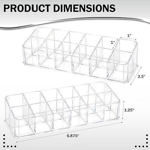Miniatura 2 de Paquete de 4 organizadores de lápiz labial acrílico de 12 ranuras, soporte para lápiz labial, organizador de brillo de labios, exhibición de