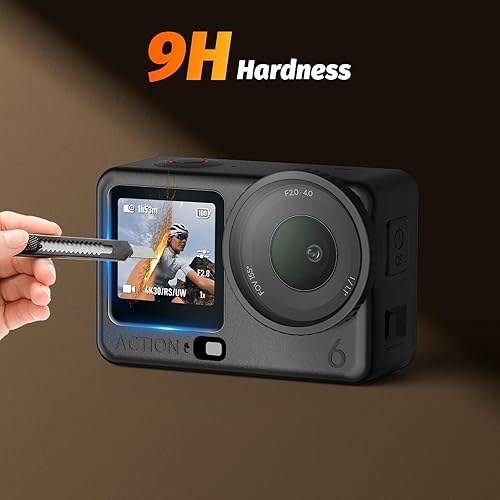 Miniatura 6 de AMAZEAR Protector de pantalla de lente para DJI Osmo Action 6 (6 unidades), protector de pantalla de vidrio templado Action6 Pro, pantalla OLED,