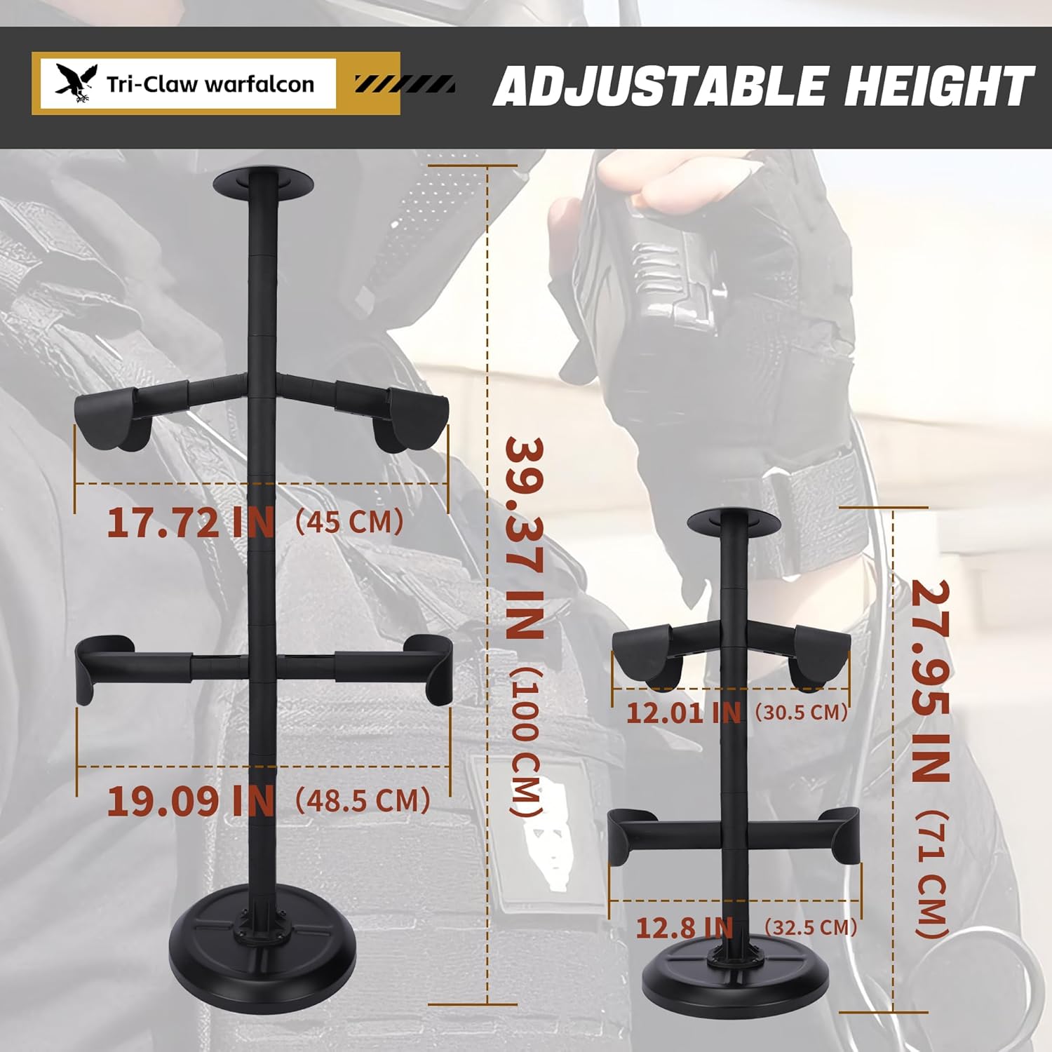 Body Armor Stand, Tabletop Tactical Gear Stand Helmet Vest Belt Display Rack, Adjustable Free-Standing Organizer for Tactical Gear and Police Duty Gear