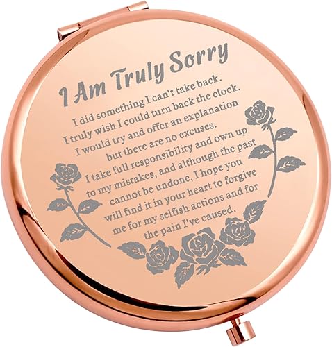 WSNANG Regalo de disculpas para ella, espejo de maquillaje compacto con texto en inglés "I Am Truly Sorry (espejo Truly Sorry Mirror)