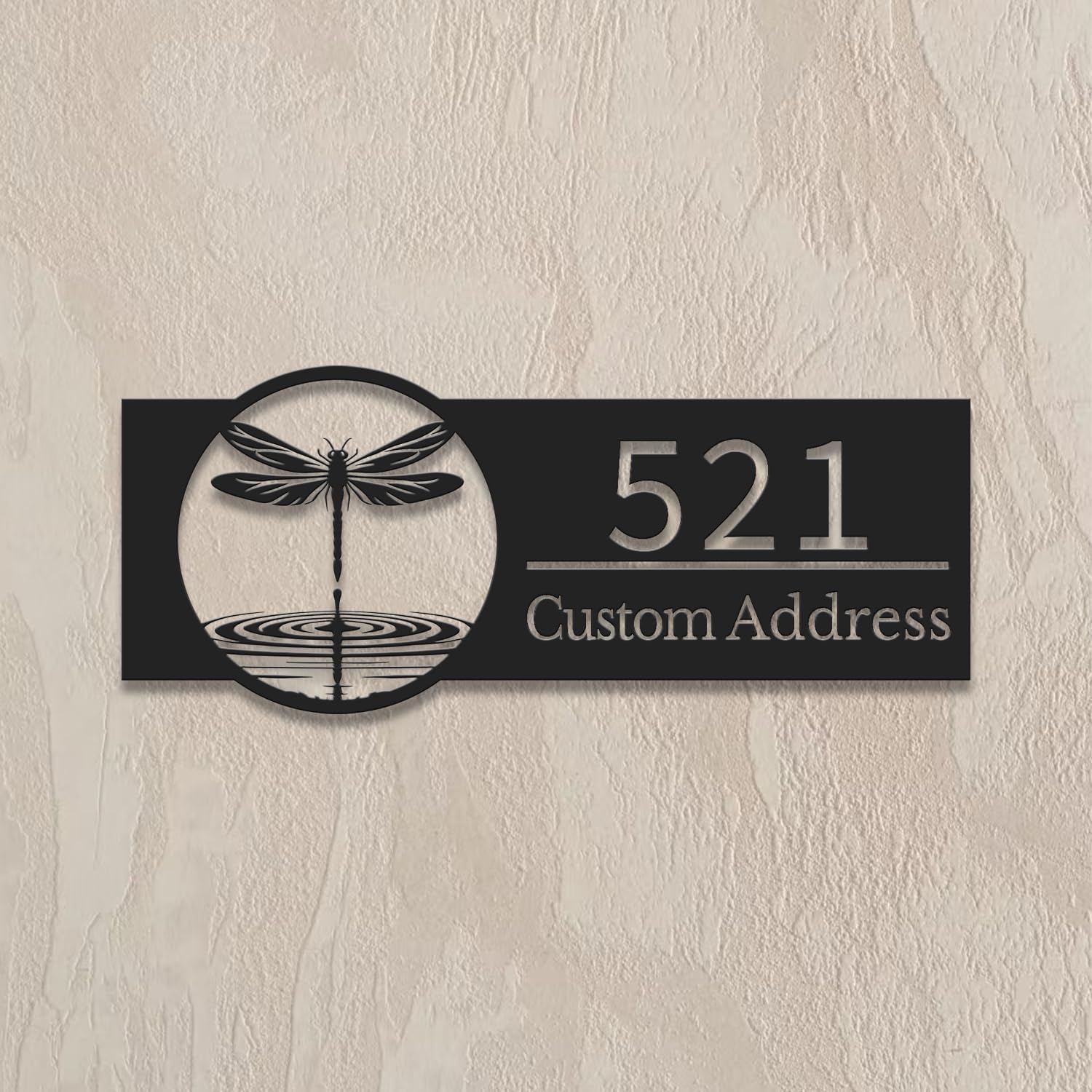 Personalized Dragonfly Address Sign, Custom Dragonfly Metal House Number, Outdoor Sign Garden Yard Wall Art, Front Porch Display, Nature Inspired Decor (Style-1)