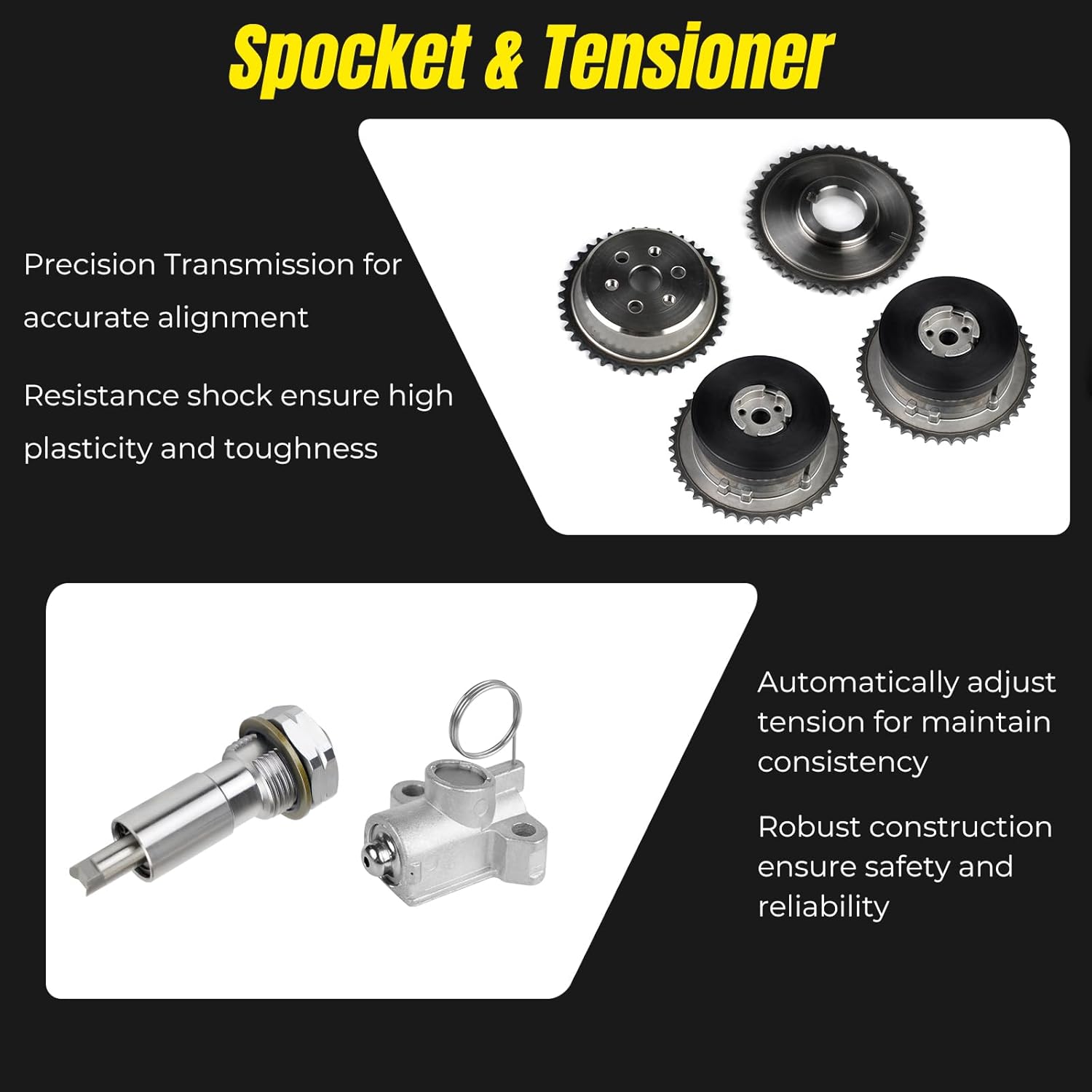 Timing Chain Kit with Cam Gears Compatible With Chevy Equinox Malibu Captiva lmpala HHR Cobalt for Buick Regal Lacrosse Verano for GMC Terrain 2.2L 2.4L Ecotec Guide Rail Set Replace for 9-4201s 12680