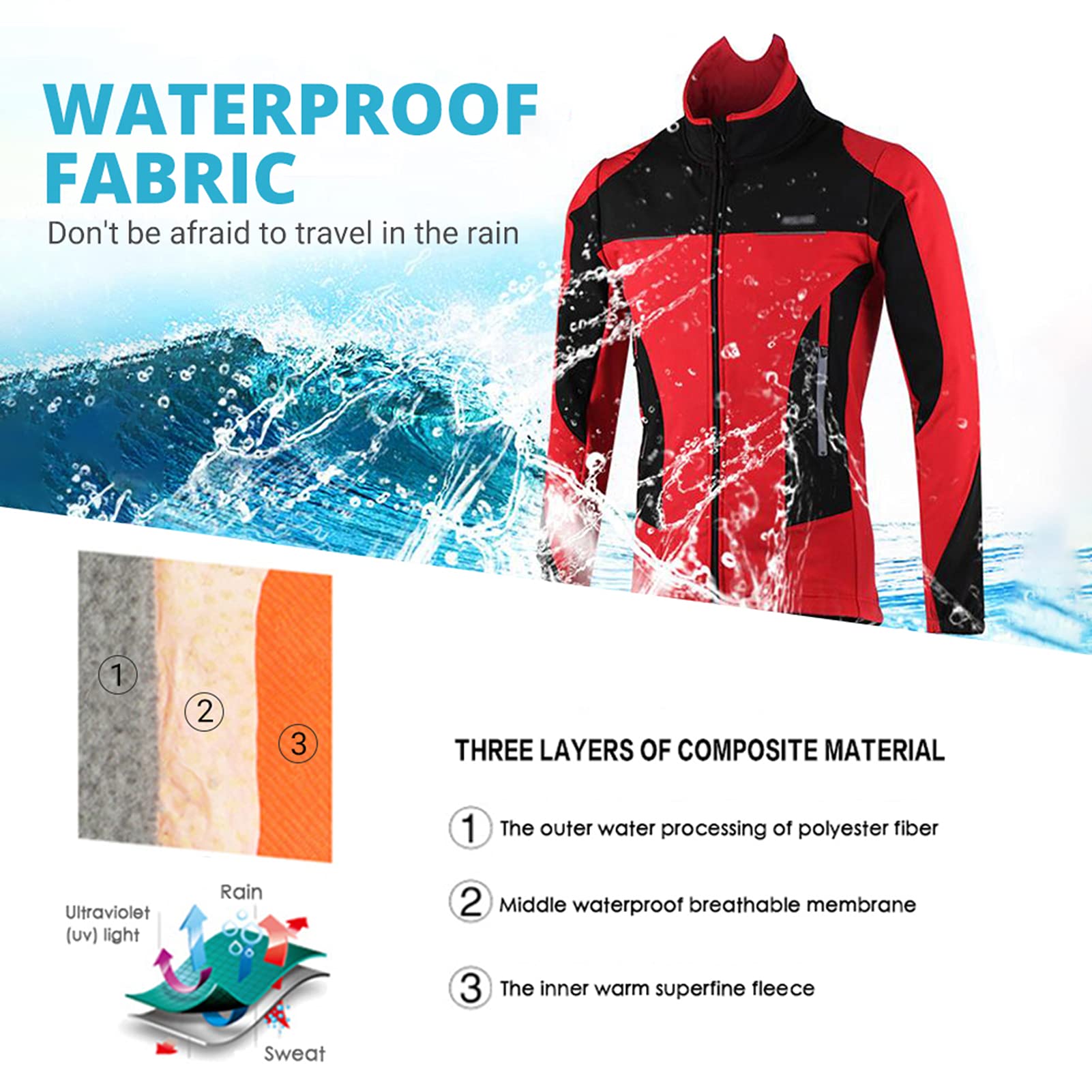Chaqueta De Ciclismo Para Hombre, Impermeable Resistente Al Viento Y Cálida Polar MTB Ropa De Ciclismo, Chaqueta De Otoño E Invierno Para Correr