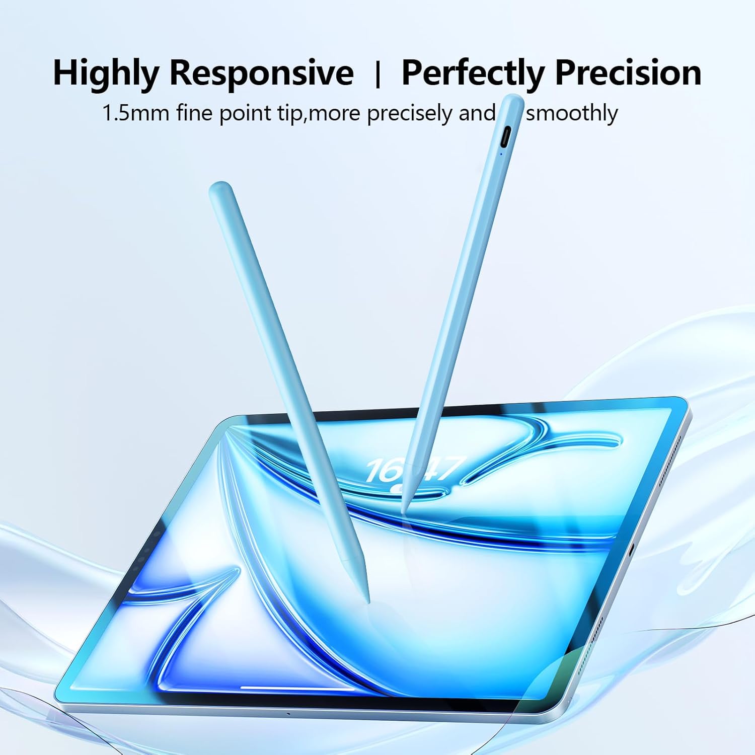 Stylus Pen for iPad with Palm Rejection, Active Pencil Compatible with (2018-2026) Apple iPad Pro (11"/12.9"/M4),iPad Air 3/4/5/M2/M3/M4,iPad 6/7/8/9/10/11,iPad mini 5/6/7 Gen(Blue)