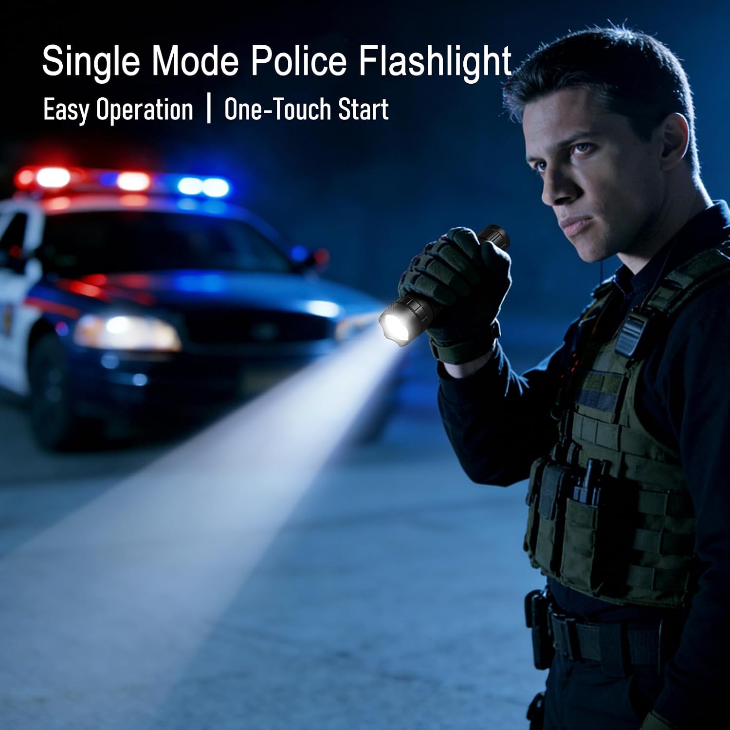 NE1 Tactical Police Flashlights High Lumen Single Mode LED Flashlight, 1200 Lumen Portable Pocket Flashlight for Camping, Law Enforcement, Emergency