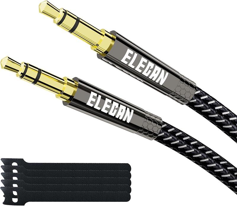 3.5mm AUX Cable 6 Ft/2 Pack (Hi-Fi Sound-Zinc Alloy Case-OD 3.5MM-Ultra Slim&Soft) Auxiliary Stereo Audio Cable Braided 1/8 inch 3.5 mm AUX Cord for Headphones,Car,Home Stereos, Speaker,Phones