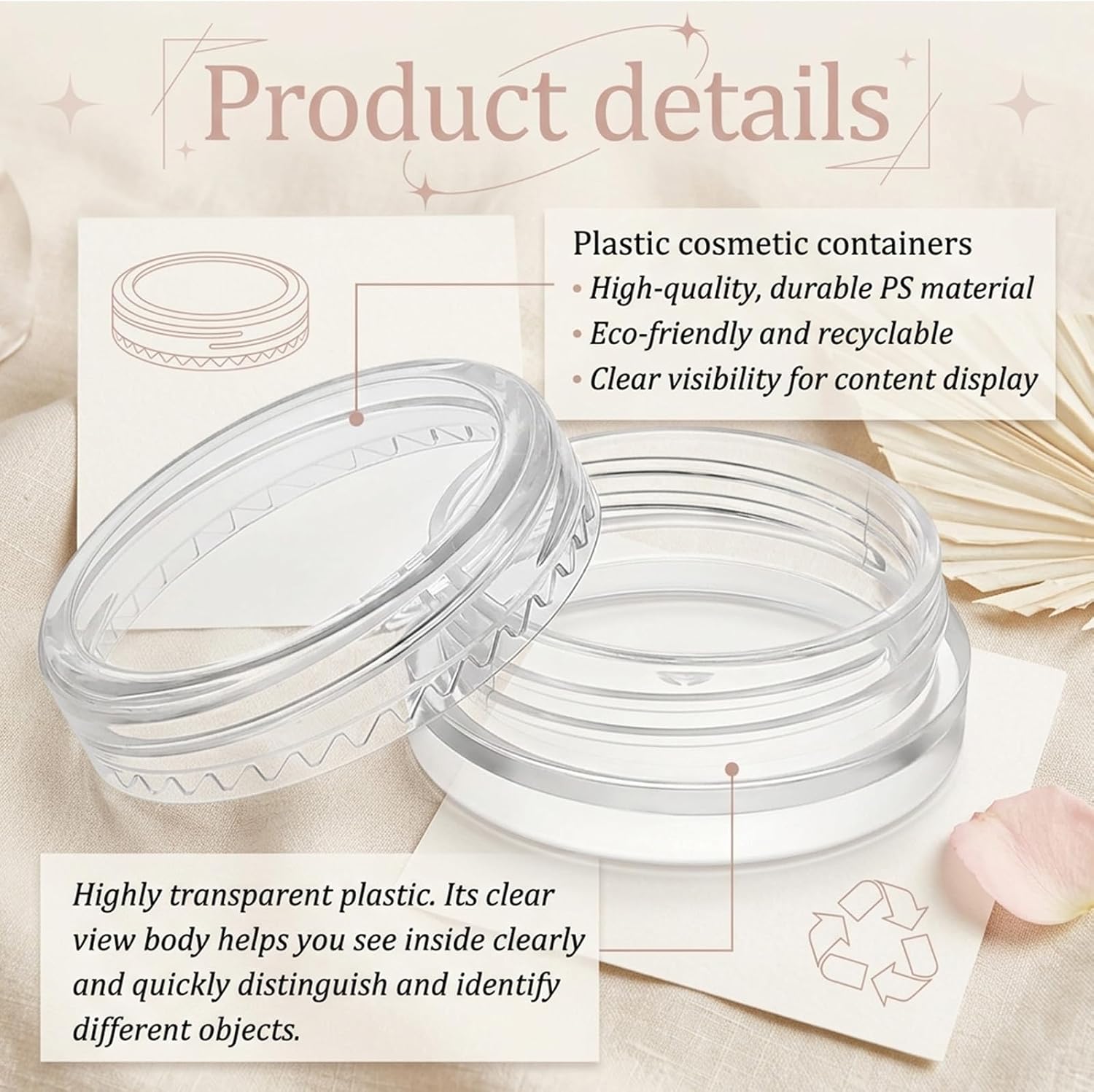 20pcs Small Screw Top Containers, 2.5g Tiny Containers, Transparenttiny Travel Container Leak Proof Refillable for Creams Makeup Lotion Toiletries Storage
