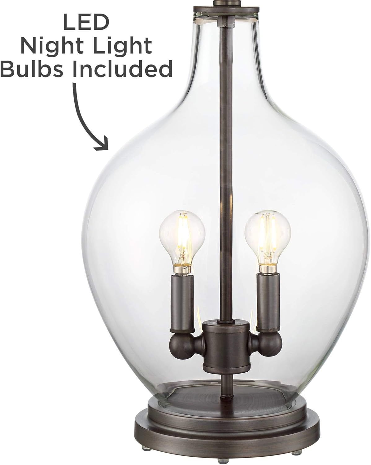 🔥 Becker Cottage Style Table Lamp with Nightlight LED Fillable 29 Tall Clear Glass Bronze Metal Fabric Drum Shade for Living Room Bedroom House Bedside Nightstand Home Office - Regency Hill Crеаtіvе Prоduсt Becker Cottage Style Table Lamp with Nightlight LED Fillable 29 Tall Clear Glass Bronze Metal Fabric Drum Shade for Living Room Bedroom House Bedside Nightstand Home Office - Regency Hill