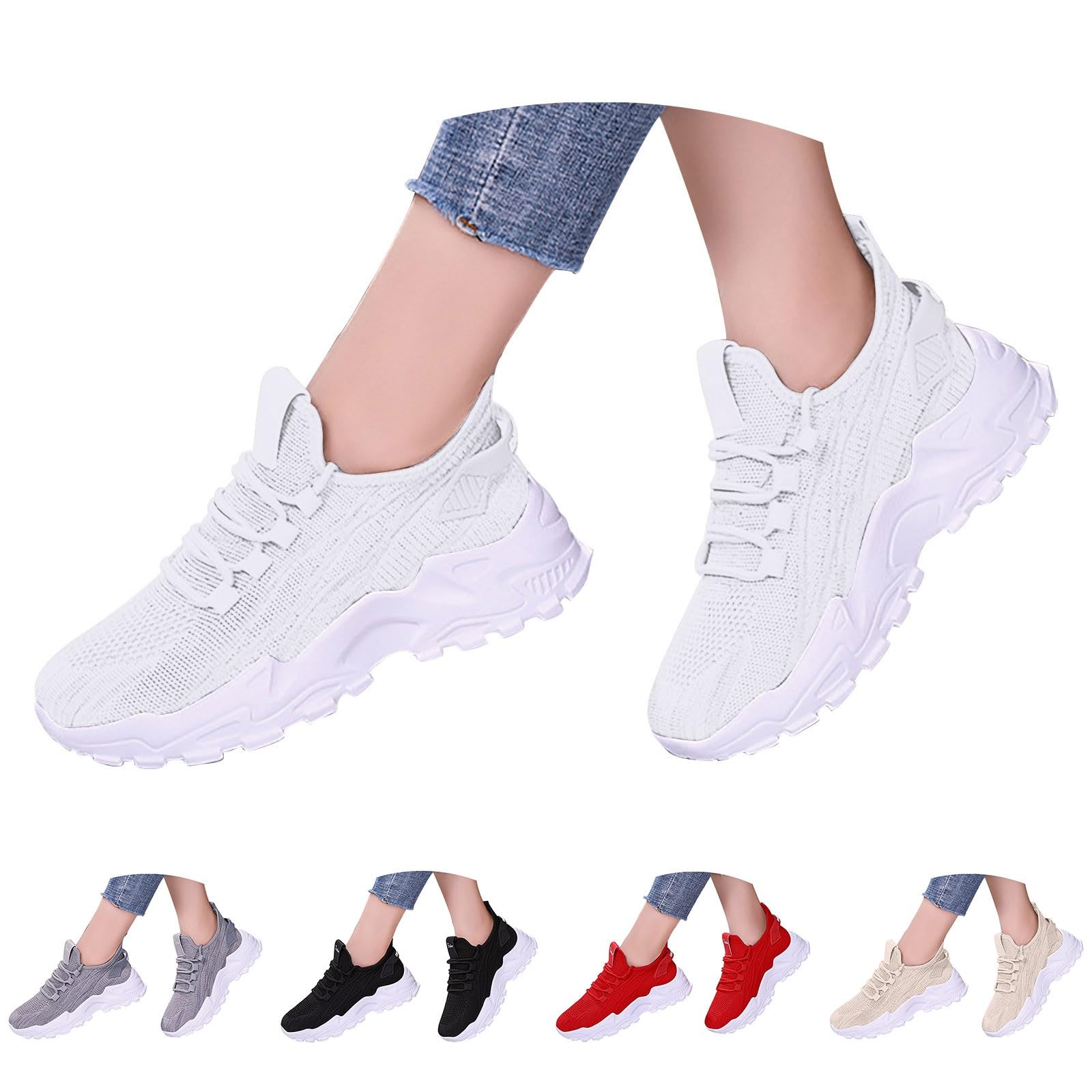 Scarpe per Camminare Donna Eleganti Traspiranti Sneakers Platform Donna | Scarpe Ginnastica in Pelle Sintetica per Passeggiata Invernale Calzature Fitness Concezione Ergonomica Suola Spessa
