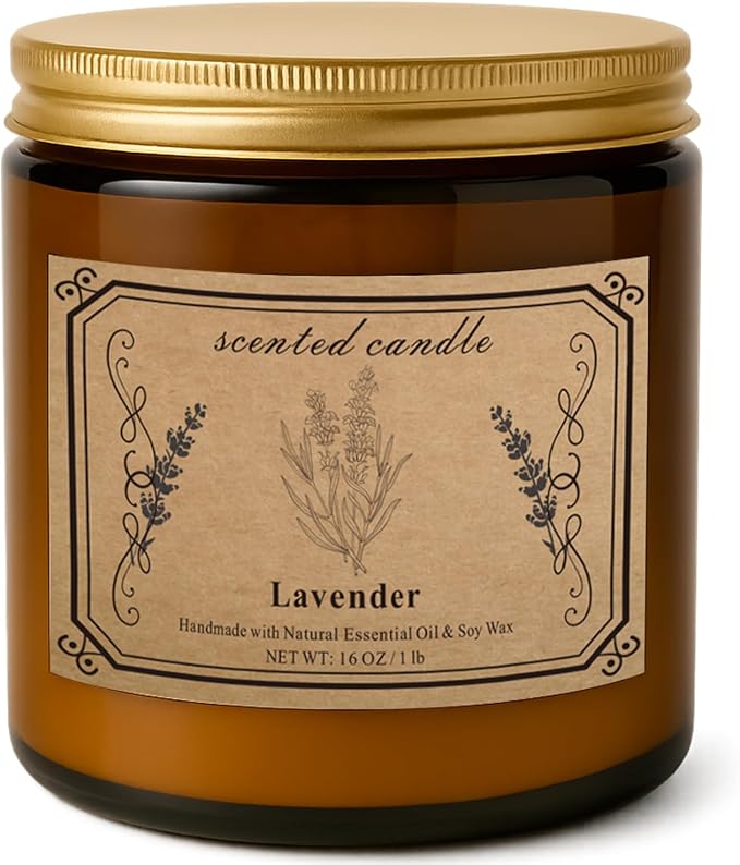 Candles for Home Scented, 16oz Large Soy Wax Lavender Scented Candle, 100 Hour Burn Time, Aromatherapy Candle, Ideal for Christmas, Anniversary, Birthday Gift