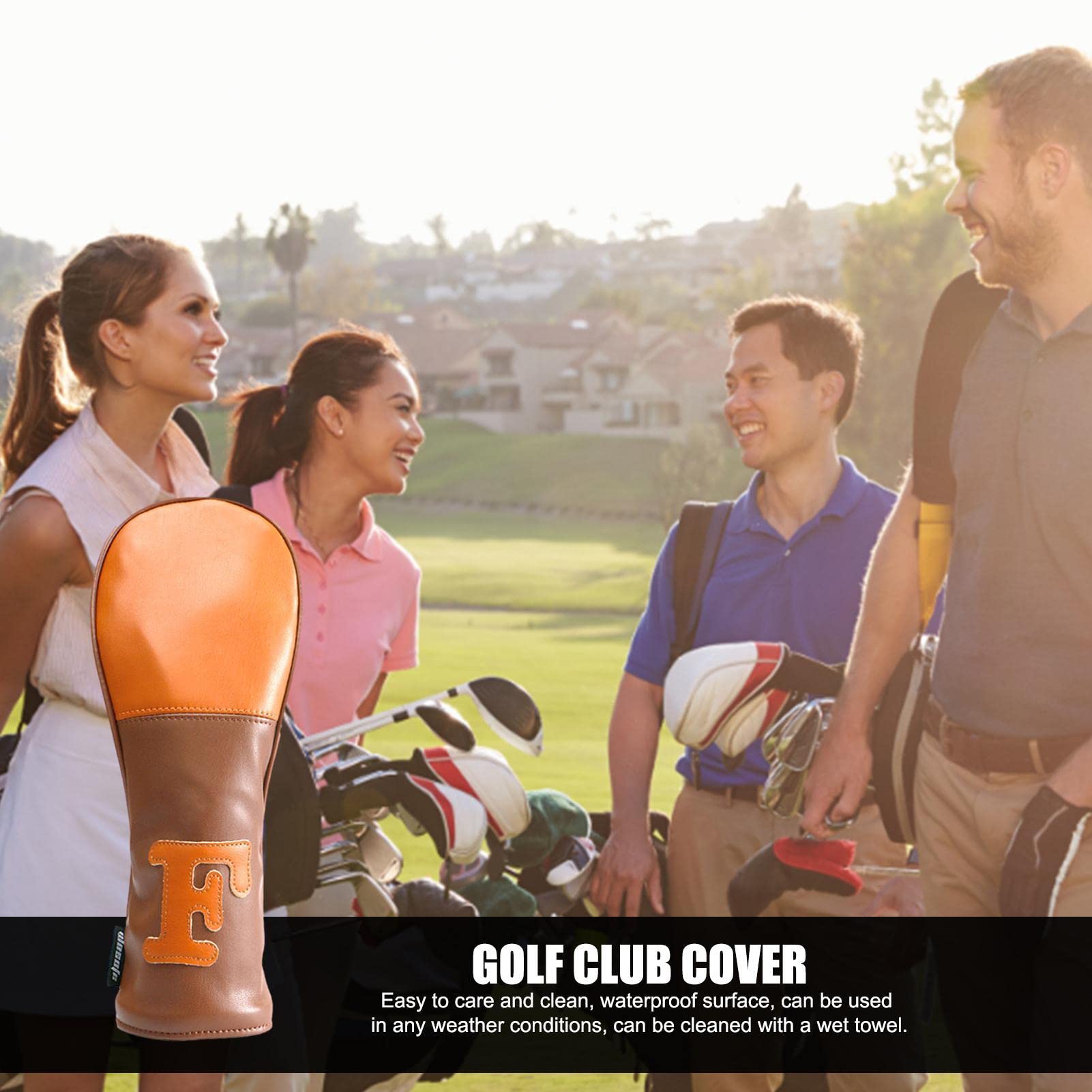 Cubiertas de cabeza de golf Driver Fairway Wood Hybrid PU marrón para palos de golf