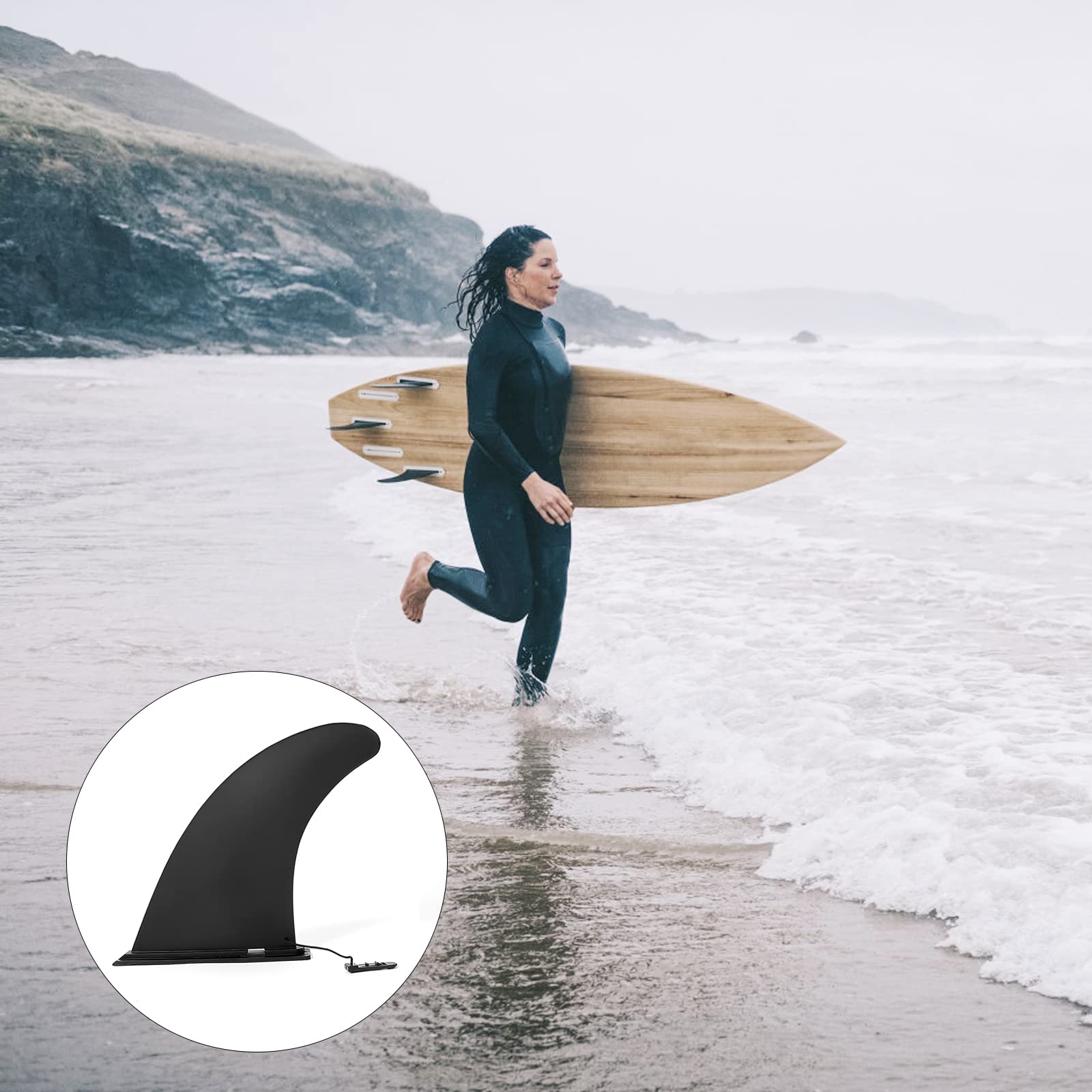 APOMOONS Removible Universal Quilla Paddle Surf, 9 Pulgadas Reforzado Aleta Paddle Surf Sup Fin Accesorios Paddle Surf para Longboard Surf, Paddle Board Inflable, Foam Surfboard, Kayak Hinchable