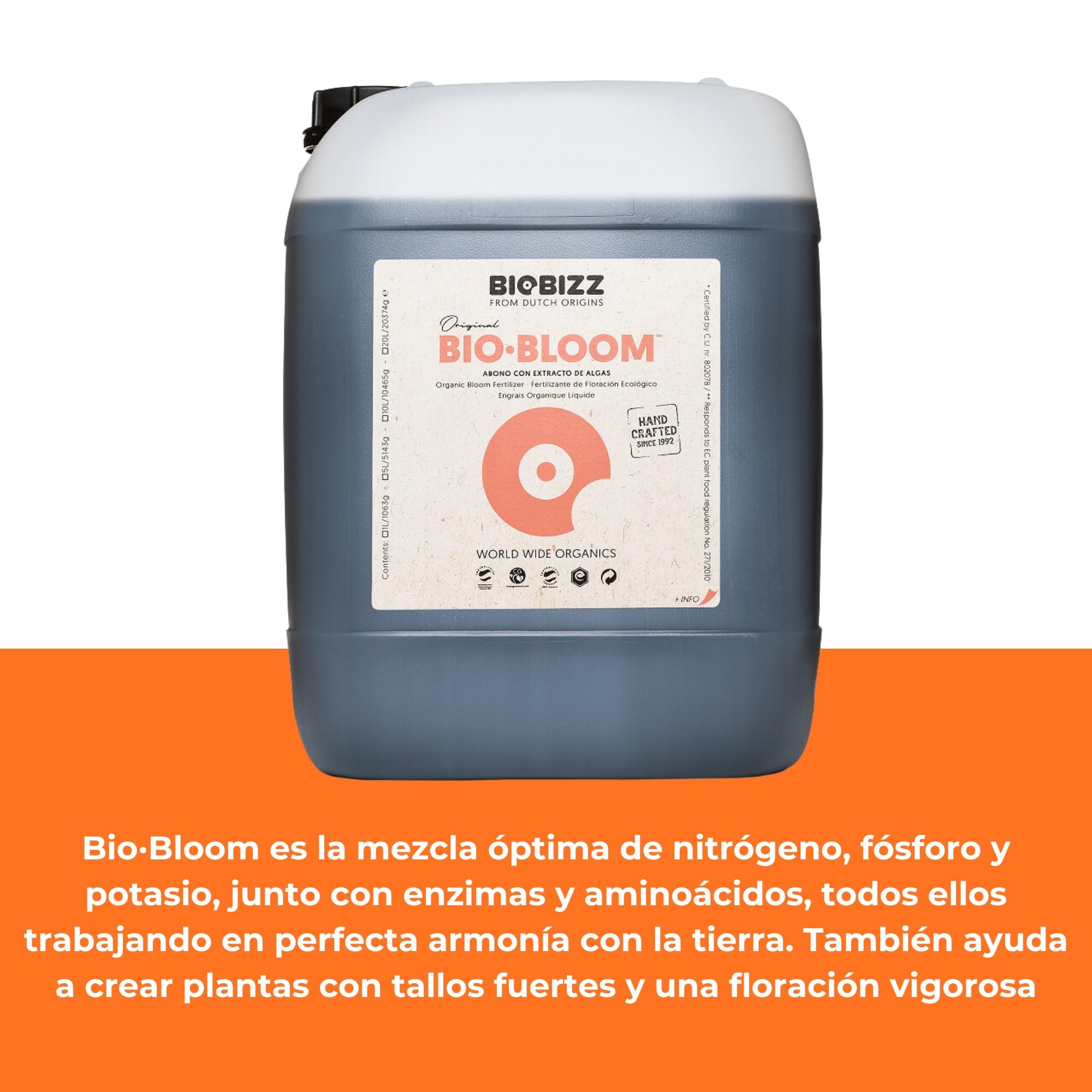 GROWMANIA Bio Bloom firmy BioBizz 10 l + próbka Boost Up firmy Up Nutrients + miarka | Biobloom rozwiązanie do masywnego kwitnienia | dla rolników i dużych producentów