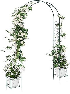 10 DIY Morning Glory Trellis Ideas for Fast Growing Vines 96 Thickened Tube Garden Arch Trellis with Planter Boxes,Metal Arch Frame,P...