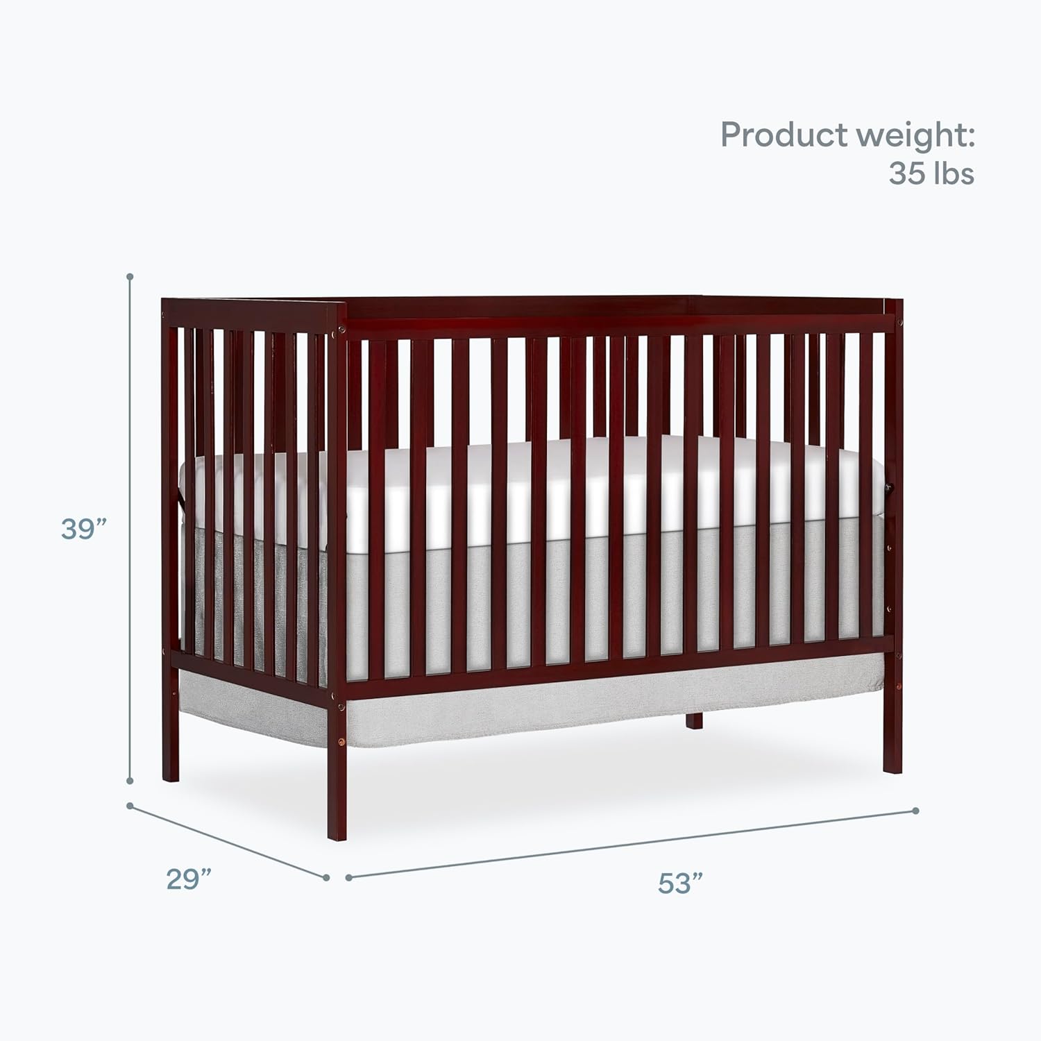 Dream On Me Synergy 5-in-1 Convertible Full-Size Baby Crib with Toddler, Day & Full Bed Conversion in Cherry, GreenGuard Gold & BSA, 3 Mattress Heights, Sustainable Pinewood - Image 3